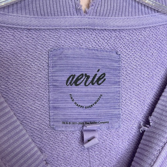 Aerie Purple Distressed Oversized Going Off The Rails Sweatshirt - Picture 6 of 7